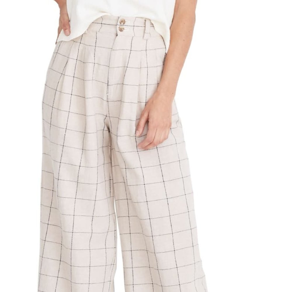 NWT Madewell Linen Blend High-Waisted Pleated Pant